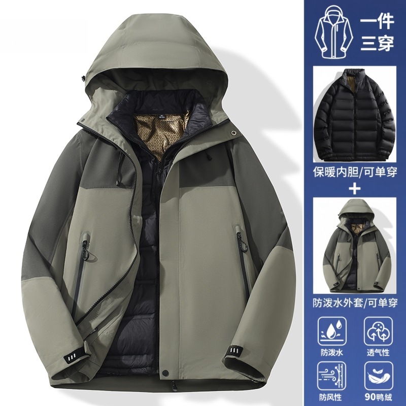 Chaquetas de montañismo y para actividades al aire libre para hombre y mujer, cortavientos e impermeables, conjunto de dos piezas 3 en 1, ropa de trabajo personalizada según normas nacionales. image 24