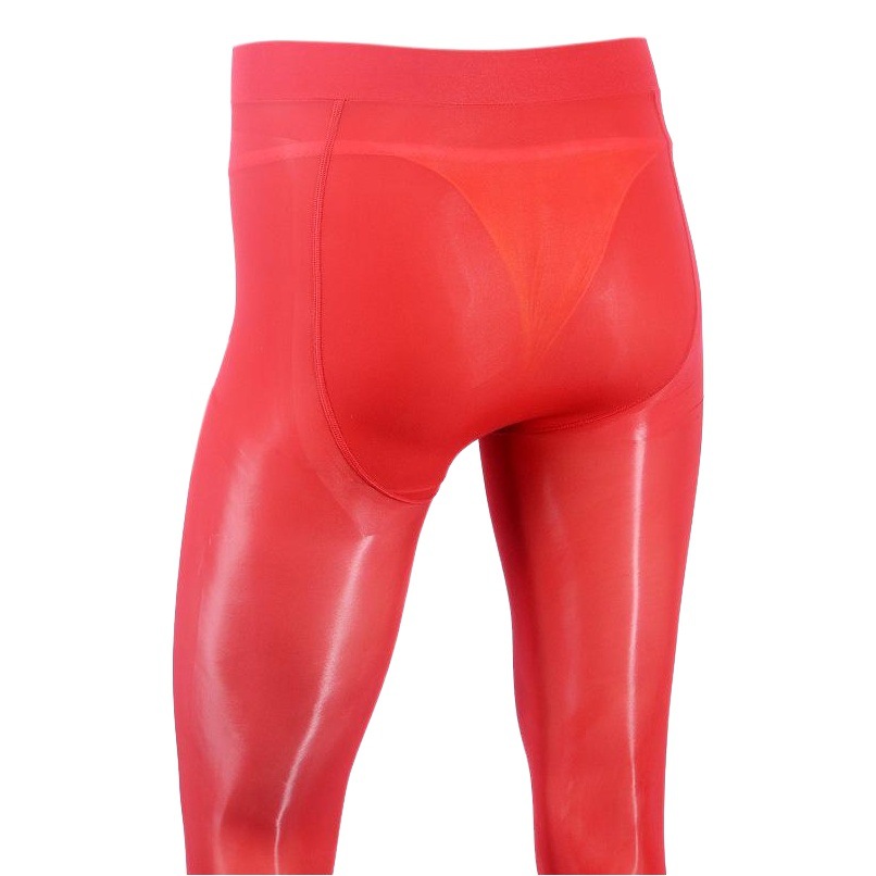 Qinghe hombres medias aceitoso sexy JJ conjunto de silicona cubierta de masaje abierto ultra-Delgado transparente sedoso apretado pantimedias