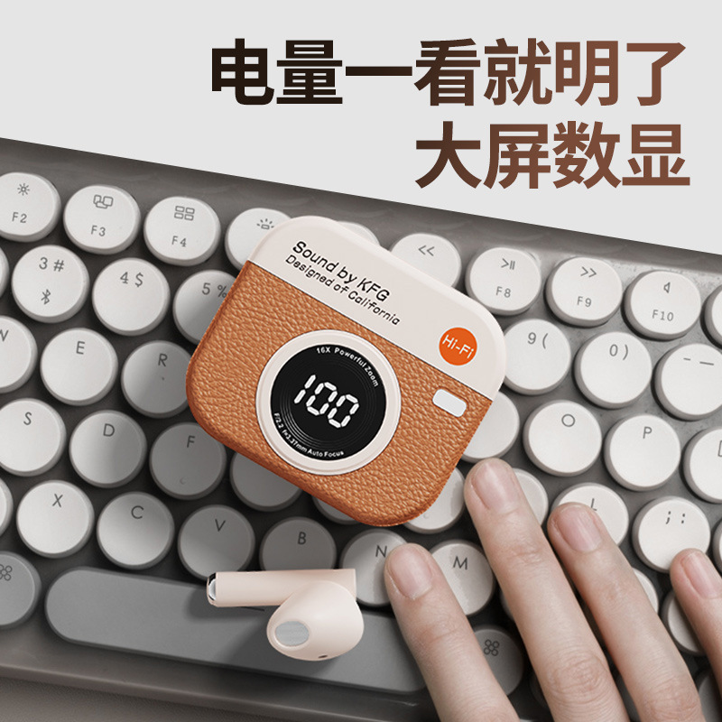 国境を越えた新型Q86復古カメラモデル無線bluetoothイヤホン騒音低減半入耳式長航続スポット卸売り|undefined