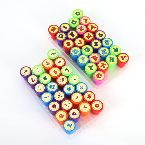 26 cartoon English alphabet stamps without ink pad, toy stationery, colorful and cute digital stamps