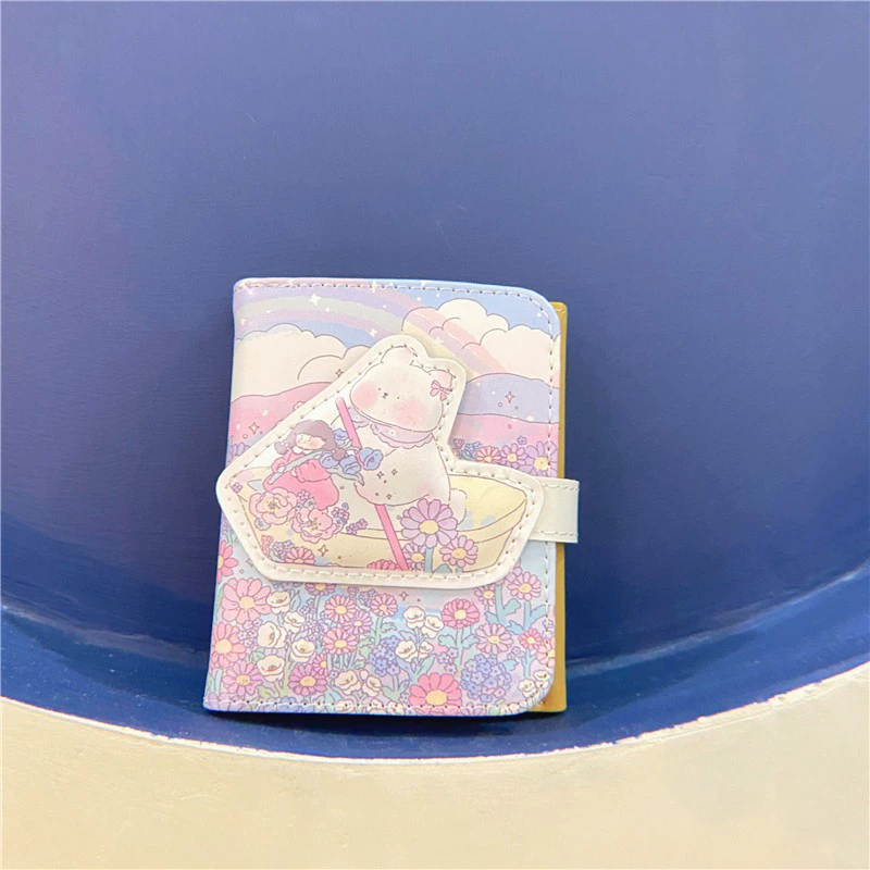 Кардхолдер из искусственной кожи мультфильм с мультяшной ухой, короткий держатель карт с мотивом маленького медведя, 7 карточек + фото, 10×11 см
