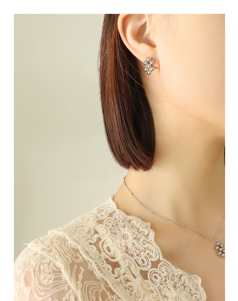 fashion beaded pendant titanium steel necklace earrings