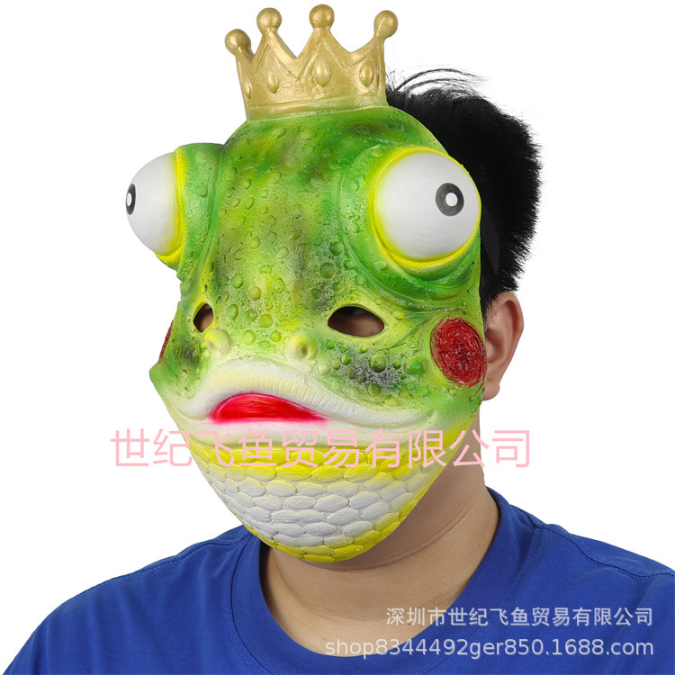 Mascarada de Halloween látex Rana media cara máscara Internet celebridad TikTok adulto rendimiento etapa animal sombrerería