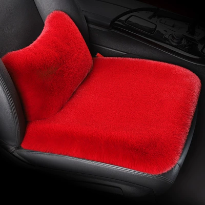 Four-Season Universal Seat Cover – Wool pad - burgundy-1-piece-1-waist-pillow