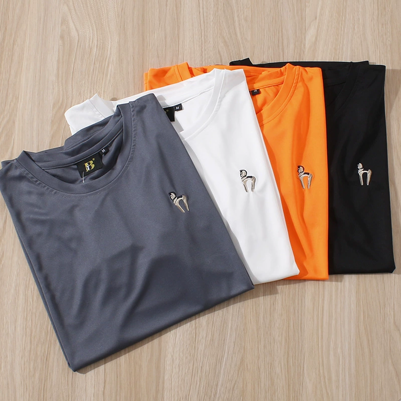 Утечка благосостояния! Весенне-Летняя мужская вышитая одежда для занятий спортом на открытом воздухе, дышащая быстросохнущая одежда для бега, футболка с коротким рукавом