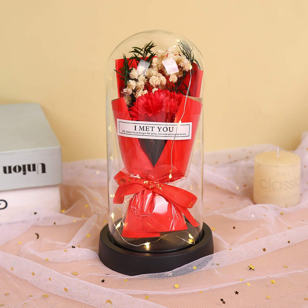 Fábrica al por mayor 520 regalos de día de San Valentín copa de vidrio eterno flores de jabón de rosas para enviar adornos exquisitos para amigos