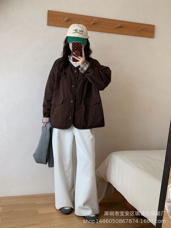 琪镌绘制秋冬季新款韩系撞色棉服外套女装百搭高级感棉衣潮93615|undefined