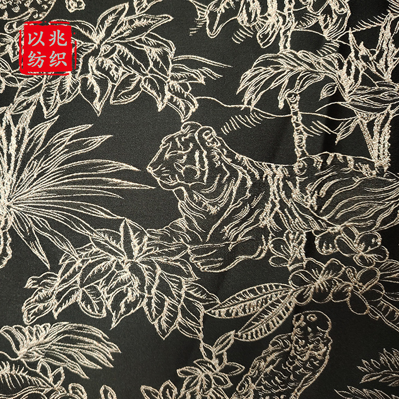 新中式花鸟烫金质感服饰提花布料秋冬色织女装马甲外套色织面料