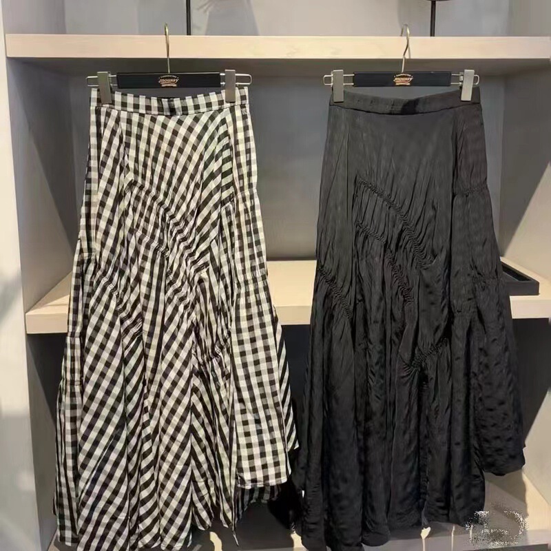 Japanese Brand m 2026 Summer New High-Waisted Irregular Pleated Versatile Women's Skirt 028Isa30-3021