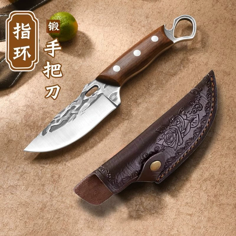Нож ручной работы Longquan, кованый, монгольский, нож для мяса, нож для разделки мяса, острый, утолщенный, многоцелевой нож для использования на открытом воздухе.