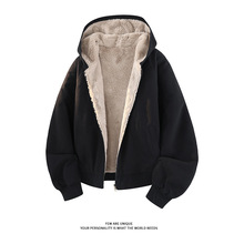 潮牌两面穿仿兔毛棉衣男冬美式痞帅保暖连帽棉服复古百搭情侣外套