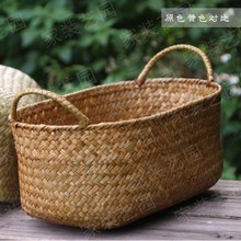 藤编收纳篮塑料草编大号收纳筐镂空卧室整理篮儿童玩具储物用品批