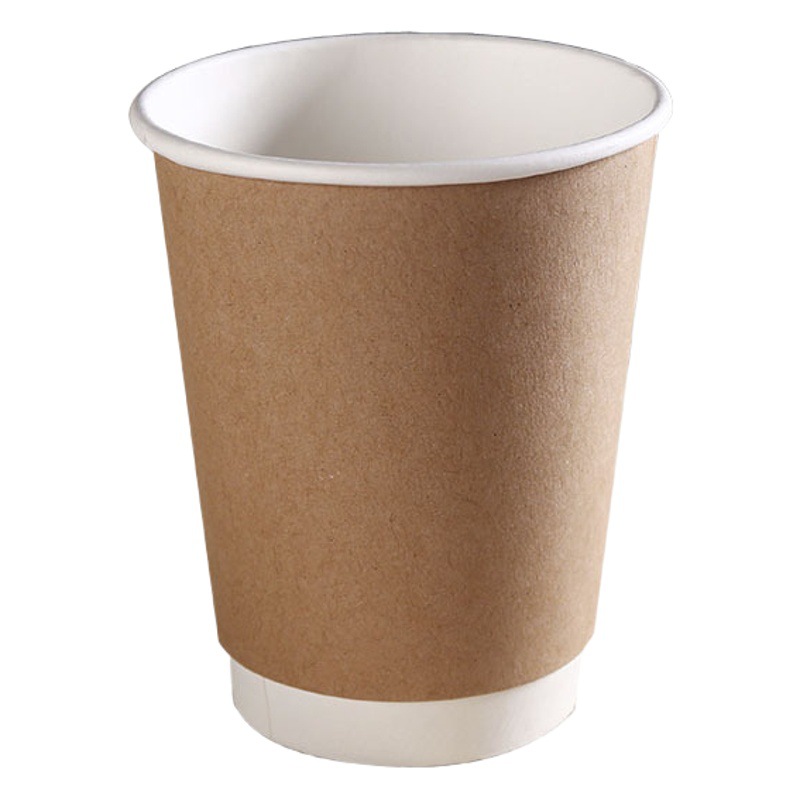 Taza de papel al por mayor taza de agua desechable personalizable 16oz piel de vaca de doble capa aislamiento térmico leche té café bebida caliente taza de papel con tapa