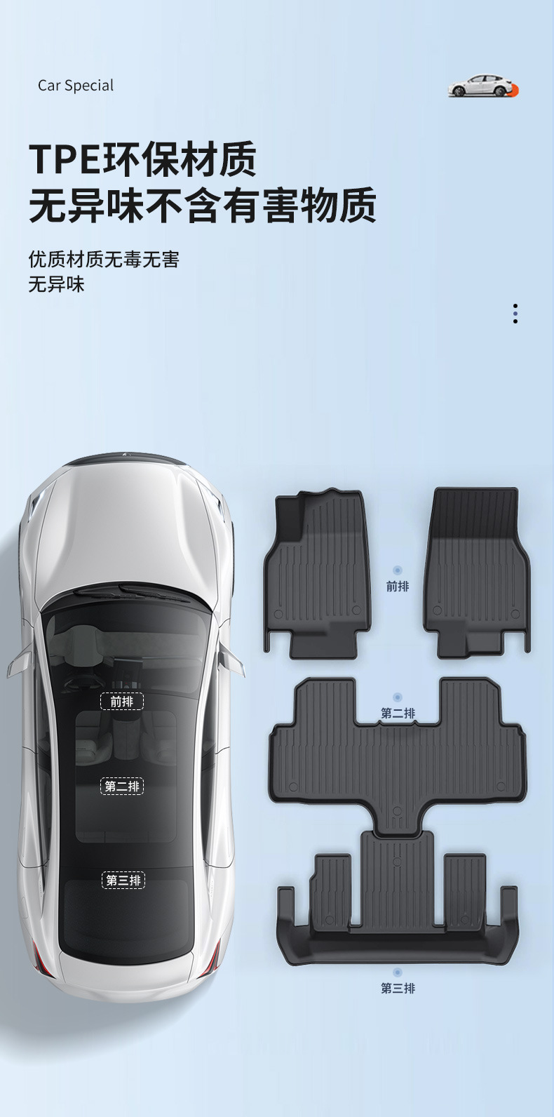 Suitable for Tesla 6-Seater Model Yl Metal Pedal Mats, Fully Enclosed Waterproof Tpe Injection-Molded Foot Mats Wholesale