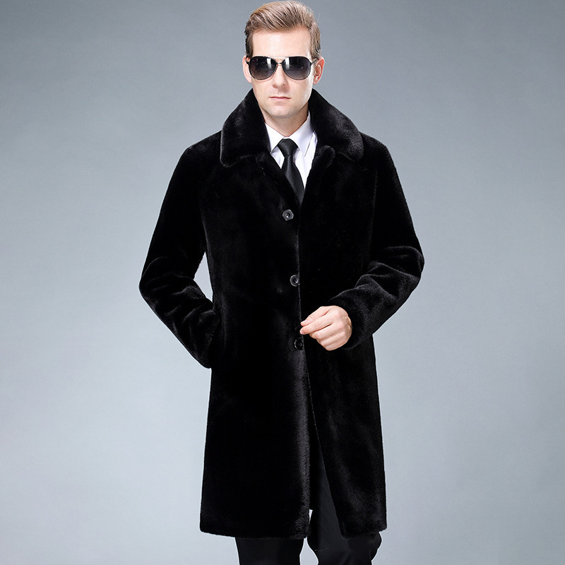 Brand imported mink fur coat men's winter thickened warm Men's Haining leather high-end whole mink men's coat