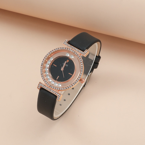 5pcs/set new women's suit Korean style fashionable diamond leather strap watch + fashionable personalized versatile bracelet