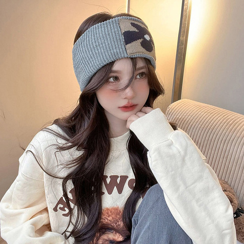 Fashionable Flower Headband for Women, Knitted Internet Celebrity Hair Band, Sports Headband with Wide Edge, Turban Headscarf, Postpartum Wool Headband