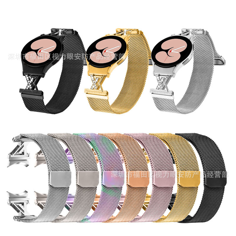 Suitable for Samsung Galaxy Watch 5/6/7 Quick Release Seamless Head Lv Milan Metal Watch Strap New Style