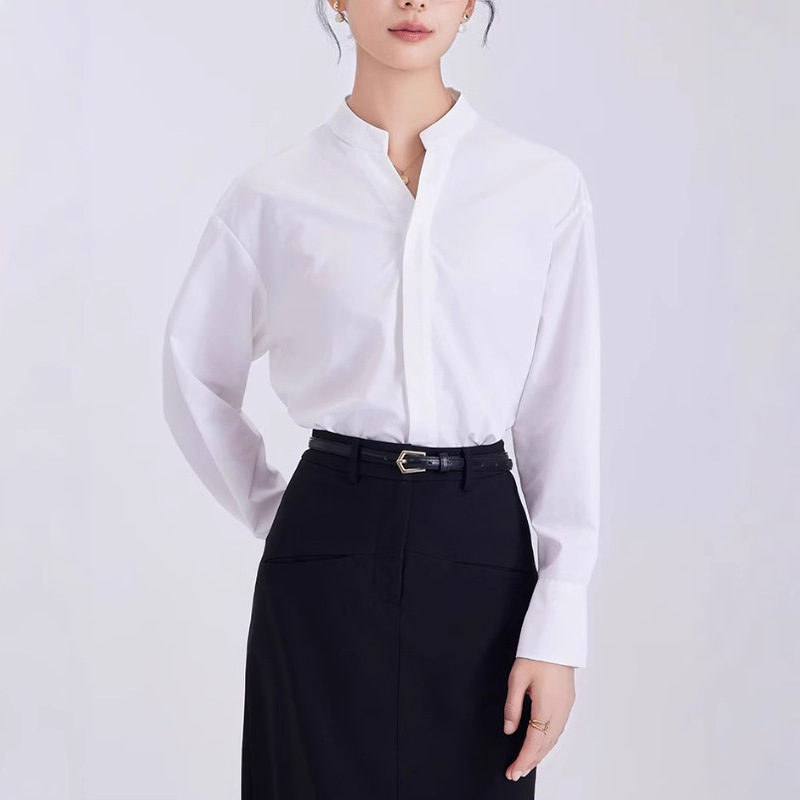 [Pragmatism] White Shirt Women's Long Sleeve Spring New Interview Temperament Dress Professional Shirt