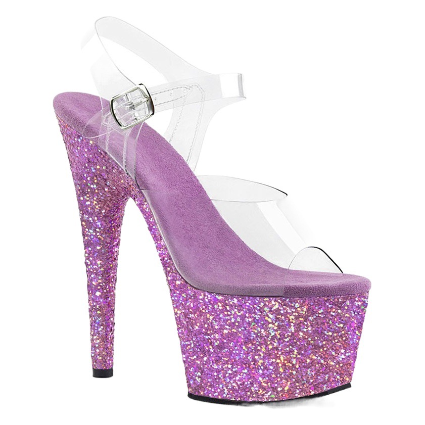 17cm pole dance tacones altos stiletto talón discoteca super alto talón sexy plataforma sandalias glitter boca de los pescados de las mujeres transparentes