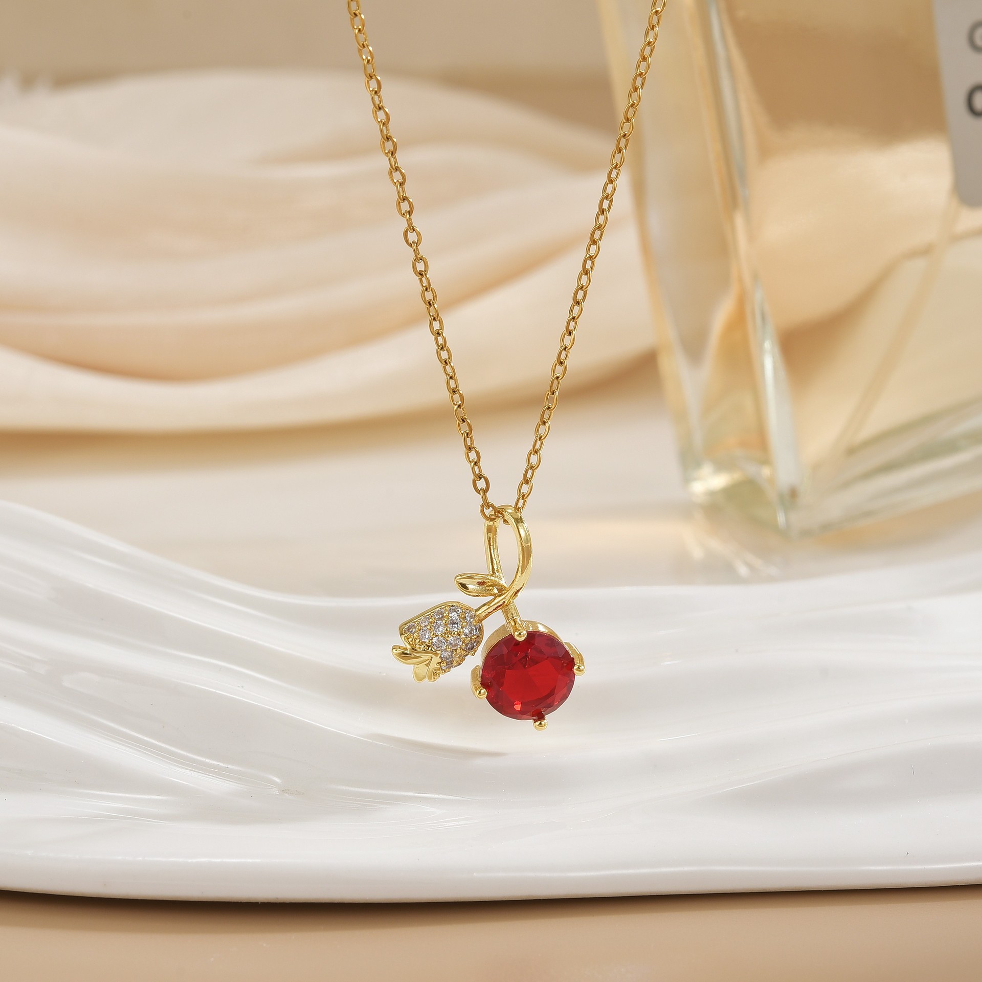 Wholesale Jewelry Simple Style Cherry Titanium Steel Plating Pendant Necklace display picture 15