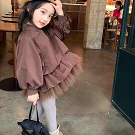北疆狼女童秋装外套2025春秋季新款儿童风衣洋气时髦女宝宝小童夹