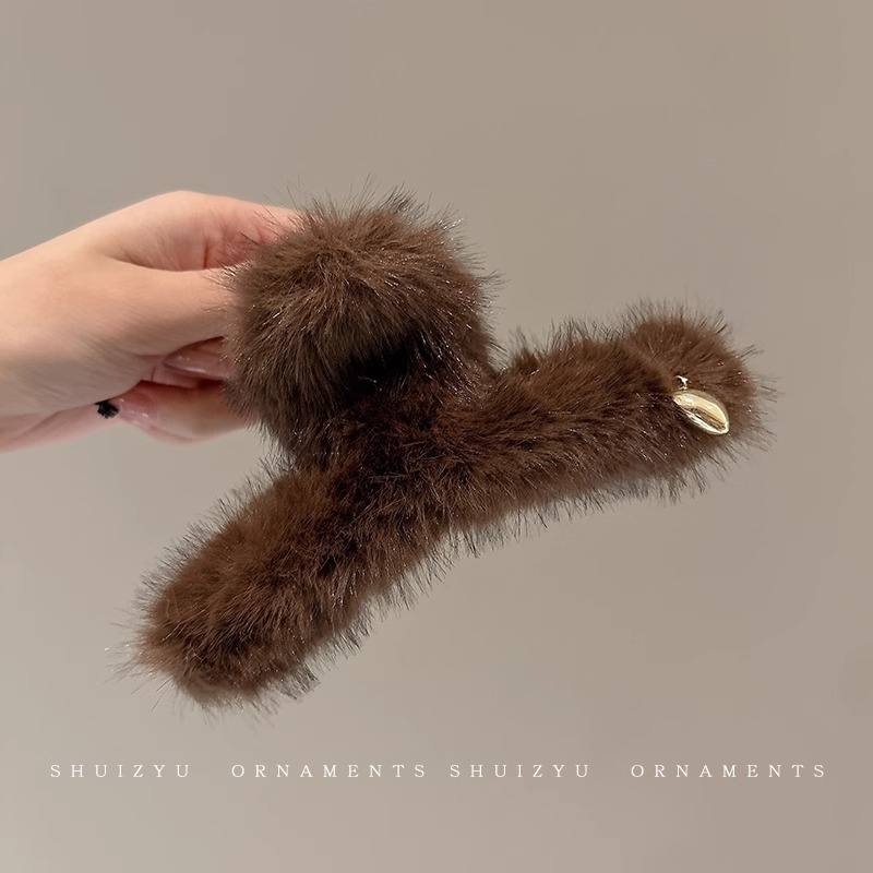 Otoño y invierno de tamaño grande clip de tiburón clip de pelo de peluche de alta calidad en la parte posterior de la cabeza clip de pelo de peluche clip de agarre