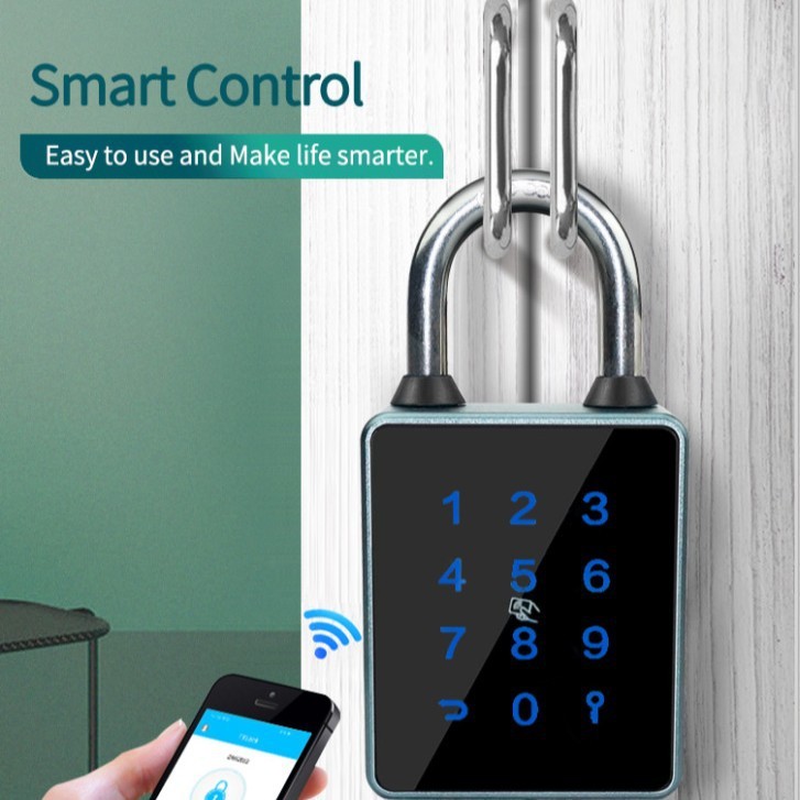 指紋パスワード南京錠大型パスロック落書き Bluetooth APP カードスワイプ NFC 屋外ゲート盗難防止ロック防水|undefined