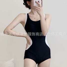 洛凡琪2025新款性感塑身连体衣黑白爆款游泳衣女游泳馆训练工厂直