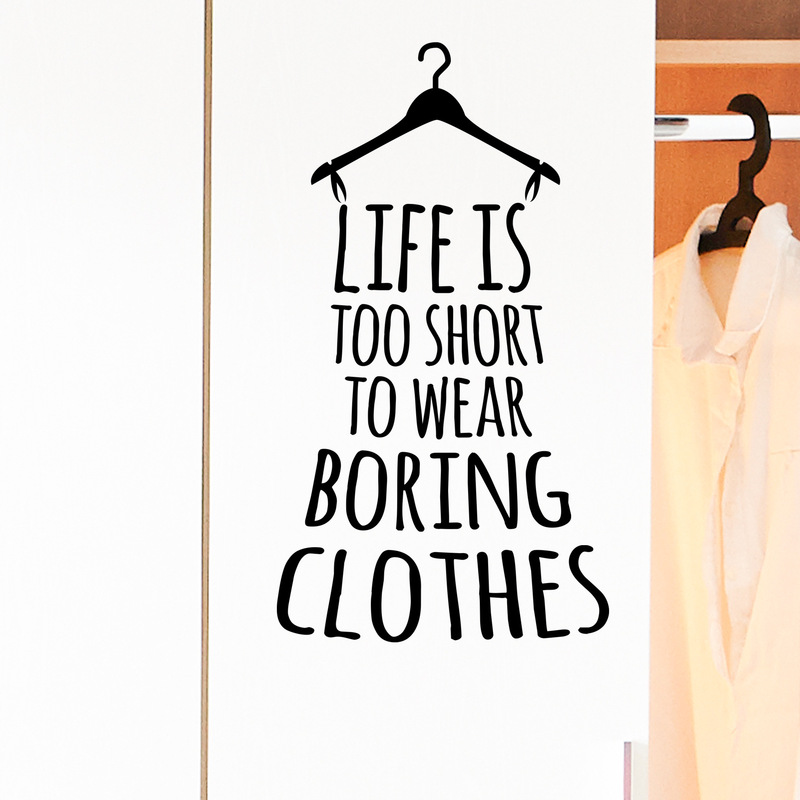 New MS-GS016 Cool Creative Clothes Hanger English Slogan Bedroom Cloakroom Home Decorative Wall Sticker Self-adhesive