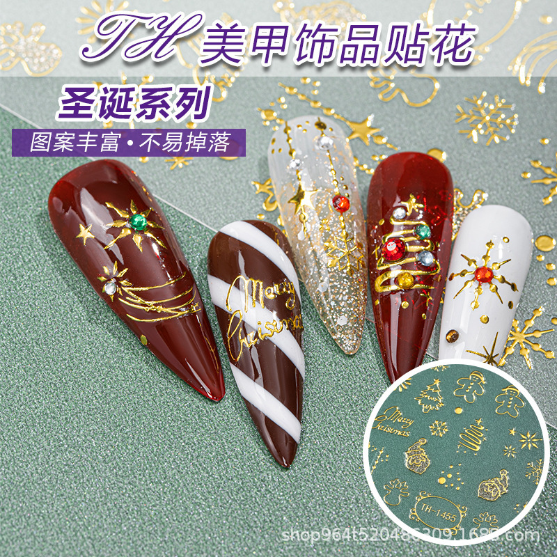 Cross-Border Exclusive Supply of 3D Christmas Nail Stickers, Gold Foil DIY Nail Decals, Snowflakes, Snowmen, Ins-Style Stickers, Custom Wholesale Cross-Border Exclusive Supply of 3D Christmas Nail Stickers, Gold Foil DIY Nail Decals, Snowflakes, Snowmen, Ins-Style Stickers, Custom Wholesale