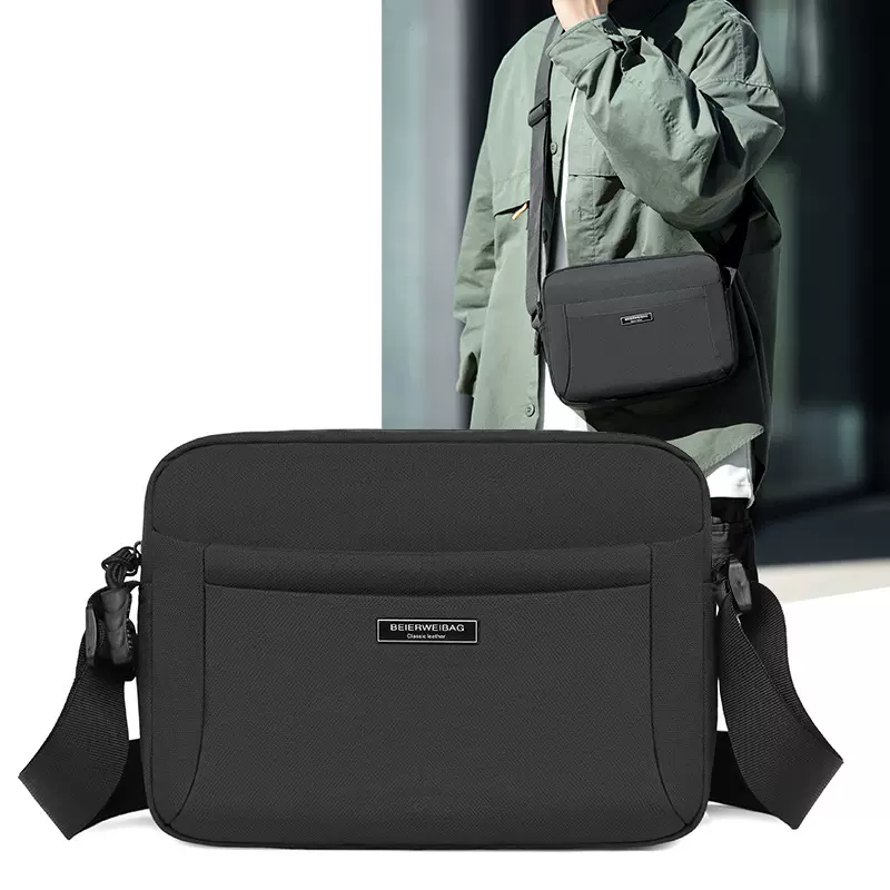 新款横板男士通勤包上班包轻便多层男款单肩斜挎布包休闲包防水