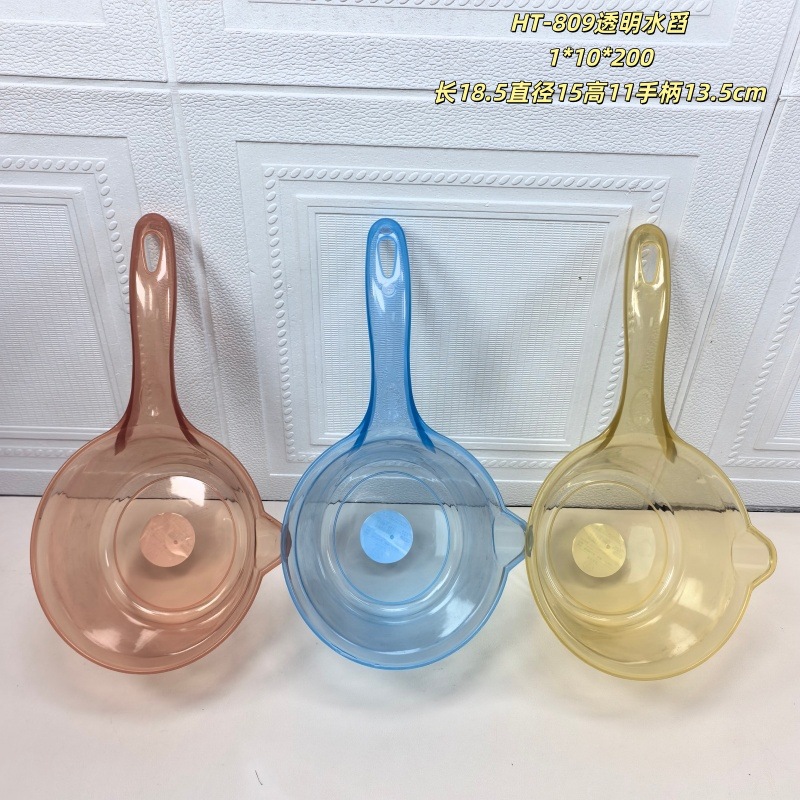 HT-809 cuchara de agua transparente longitud 18,5 diámetro 15 altura 11 mango 13,5 cm