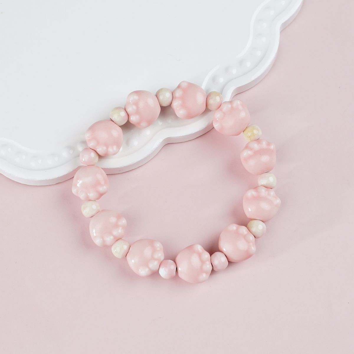 Jingdezhen pulsera de cerámica de verano mujer alta sensación galletas serie de gatos nicho diseño universal pulsera alta sensación