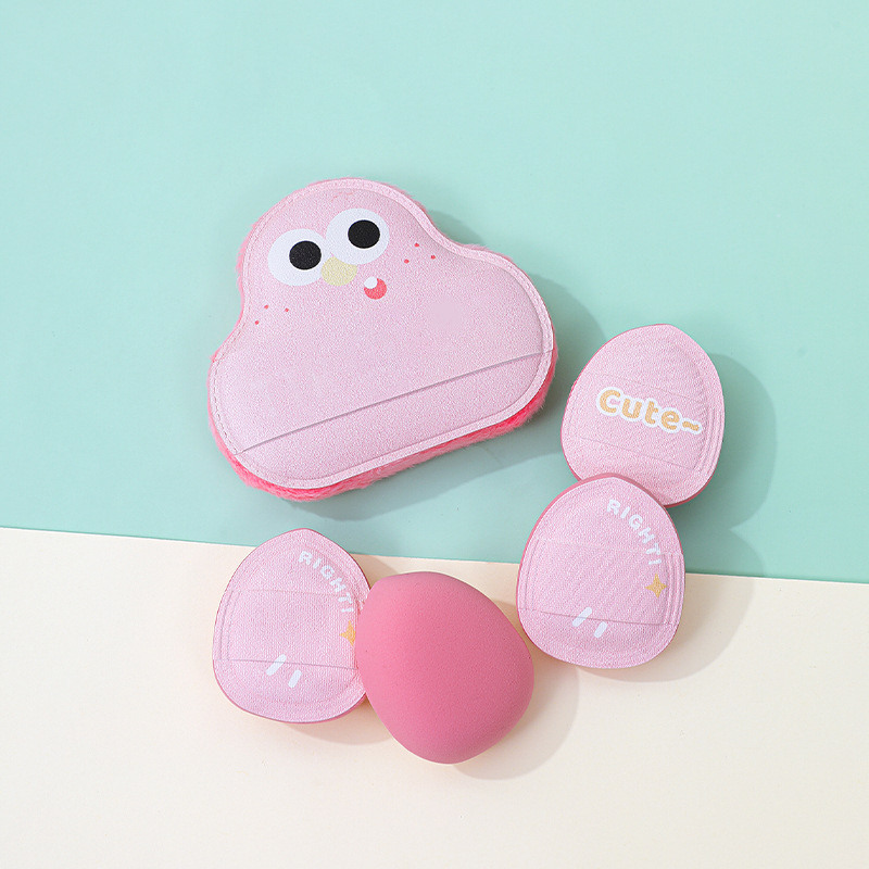 Palma de seda larga polvo de polvo de algodón para aumentar el grosor de la esponja de maquillaje en forma de dedo para uso seco y húmedo sin polvo