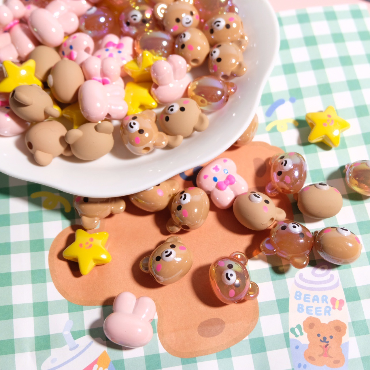 5g Weight Beads Jewelry Making Type 18 * 20mm Jewelry Making Size DIY Jewelry Accessories Classification 1 Piece Quantity Acrylic Material Rabbit, Star, Bear Pattern Cartoon Style Style 1 Piece 18 * 20mm Arylic Rabbit Star Bear DIY Jewelry Accessories Beads 2