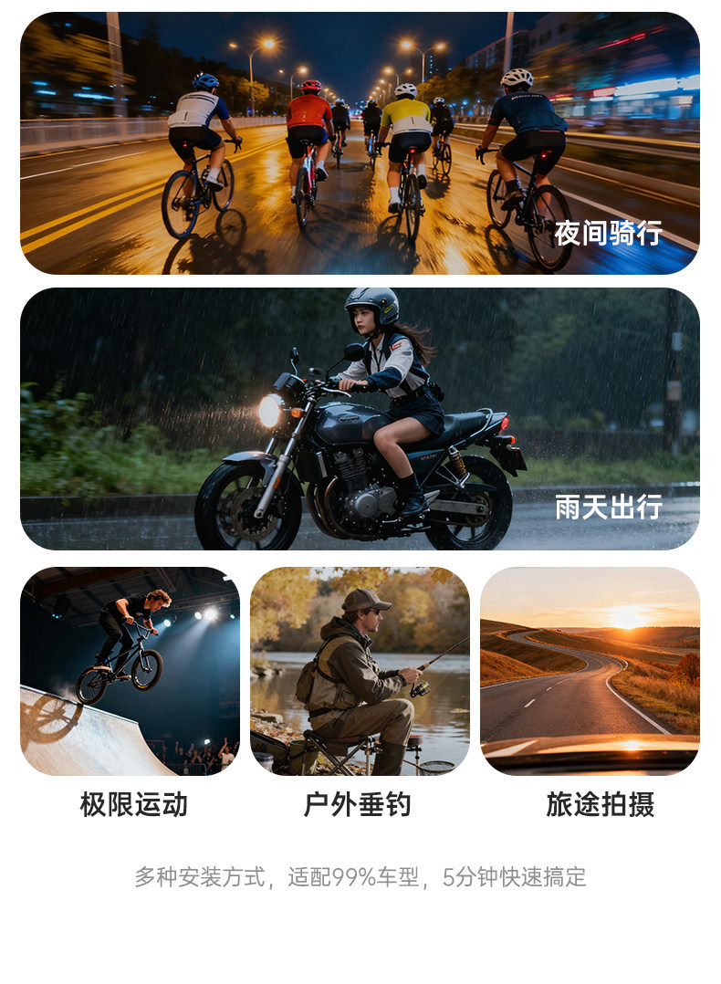 Suitable for Hikvision D and other waterproof motorcycle dash cams, high-definition, no wiring required, for electric vehicles