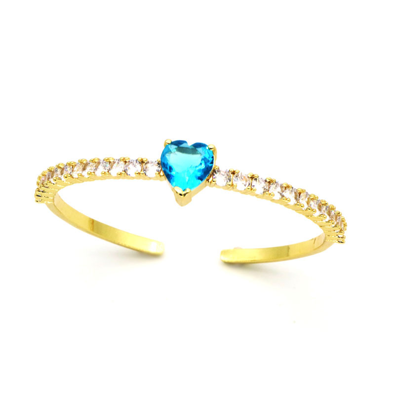 Fashion Heart Shape Copper Inlay Zircon Bangle 1 Piece