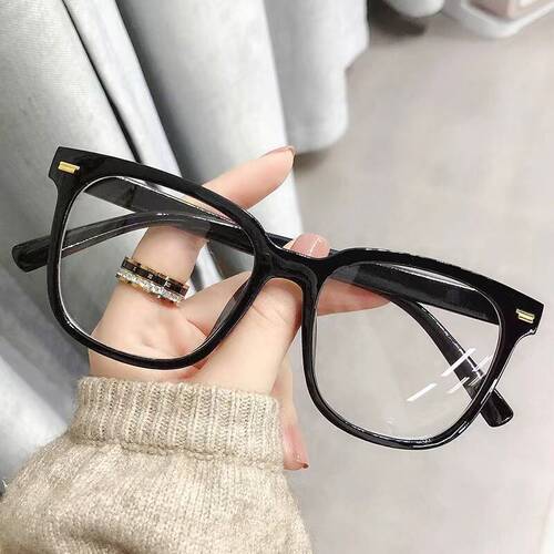 Natural beauty glasses with transparent frames in Korean style, Instagram-inspired, large frames suitable for myopia correction, unisex trendy, blue light protection