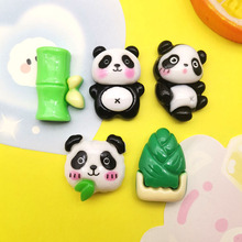 卡通亮面国潮熊猫竹子diy树脂配件奶油胶手机壳头饰发夹鞋扣贴片