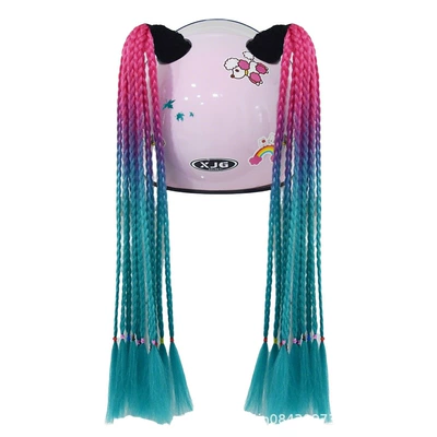 Motosiklet dəbilqələri – Cup Ponytail Wig Motorcycle Motorcycle - rose-red-lake-green-thin-2-strips