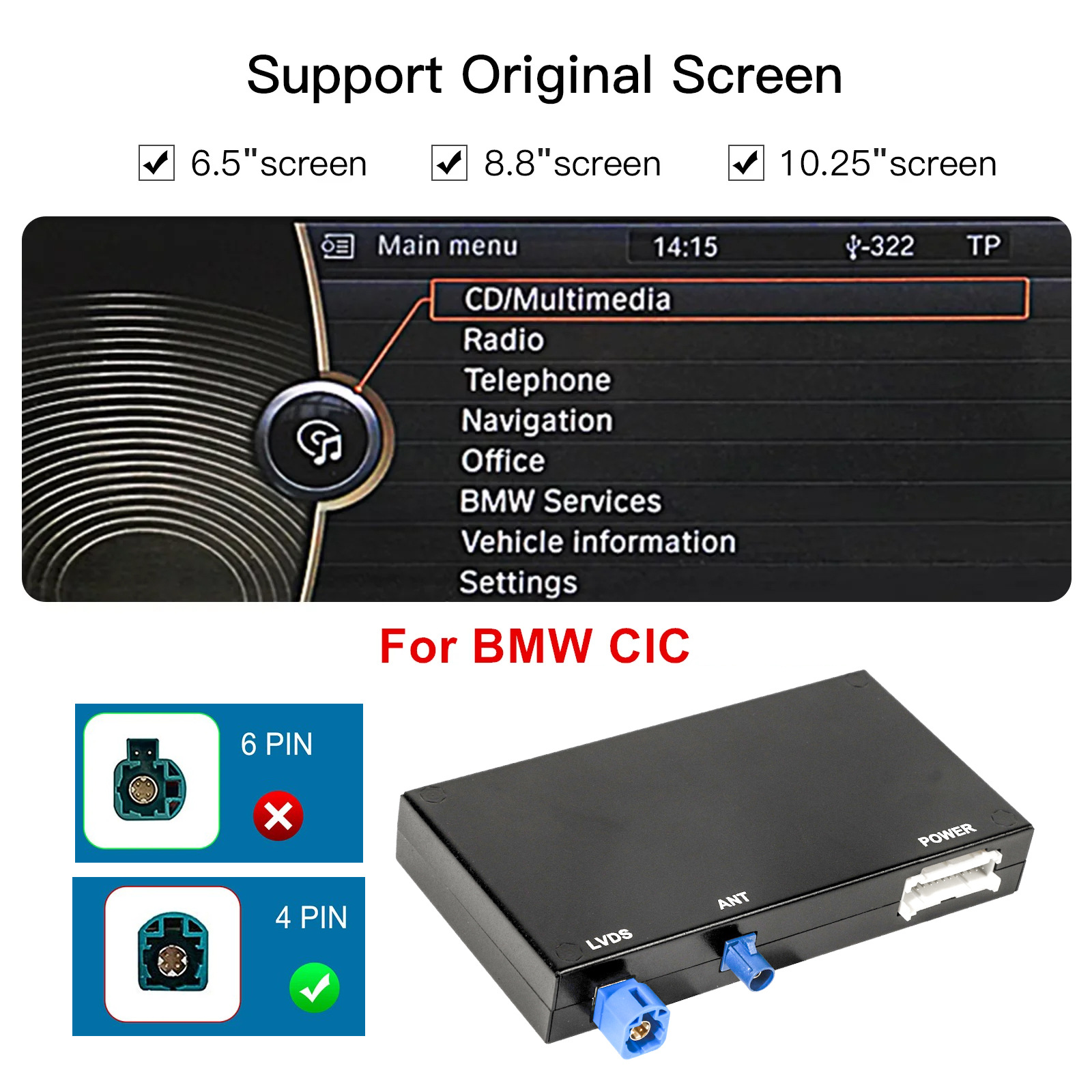 Suitable for Bmw Wireless Carplay Decoder, Huawei Hicar Box, Bmw Supports the Addition of Reversing Camera