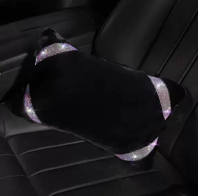 New winter steering wheel cover Sürətlər qutusu və əl tormozu başlıqları - colored-diamond-black-fur-waist-pillow-single