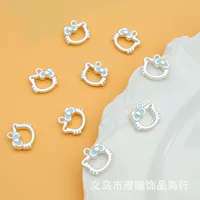 Guochao diy тупой серебряный аксессуар милый kitty кошачий кулон милый сладкий девчушка ожерелье браслет аксессуары