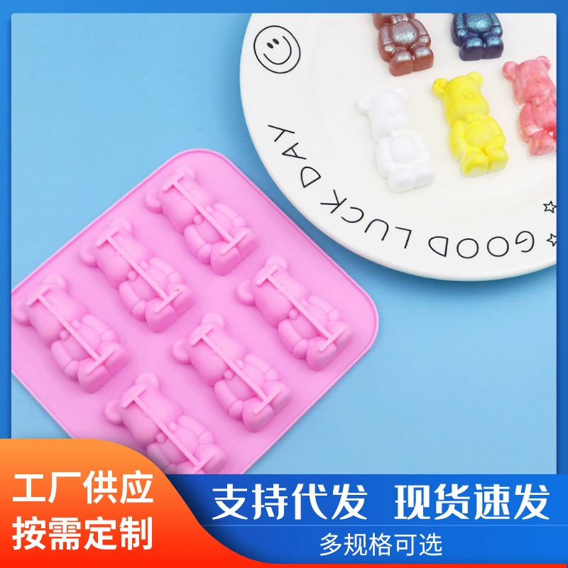 Оптовая продажа, 6, силиконовая форма для шоколада с жестоким медведем, форма для мыла ручной работы, сделай сам, клей, подвесные украшения, можно заморозить лед