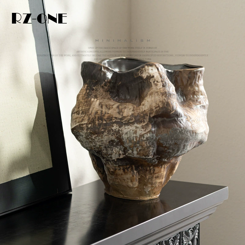 Винтажная керамическая ваза Craftsman Thirteen в стиле ваби-саби, антикварная, цвет ржавчины, большая, для цветов, для гостиной, прихожей, керамическое украшение