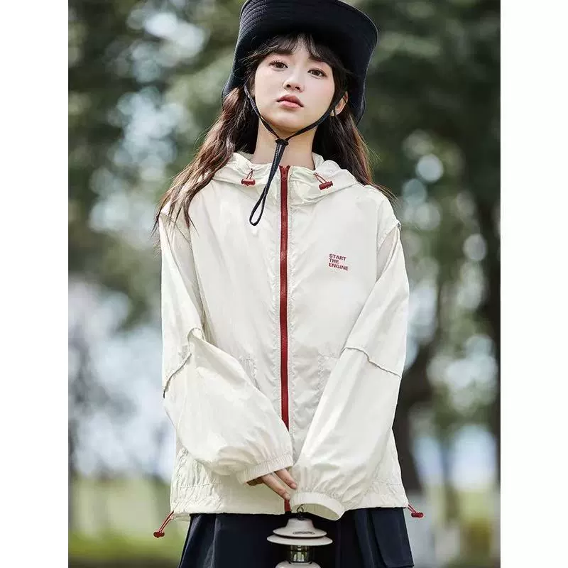 Солнцезащитная куртка в американском стиле, солнцезащитная одежда для миниатюрных размеров 2025, повседневная свободная куртка с капюшоном, новая солнцезащитная одежда, куртка для улицы