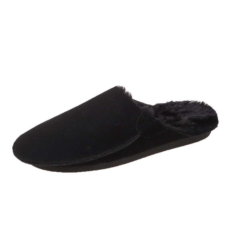 Pantofole pelose da ufficio da donna da indossare fuori 2023 autunno e inverno nuova casa con suola spessa più pantofole in cotone con punta calda in velluto_voghion.com