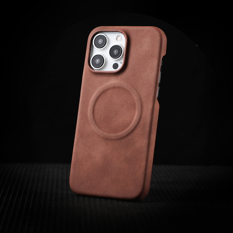 羊巴皮商务适用iPhone16promax复古肤感苹果15pm磁吸防摔手机壳套|undefined
