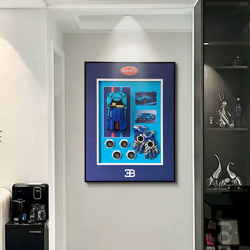 Sala de estar pared de fondo pintura colgante bloques de construcción tridimensionales mural de coche pasillo pasillo dormitorio infantil pintura decorativa bloques de construcción locomotora